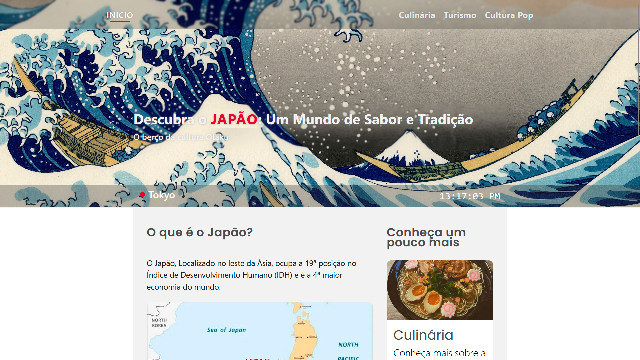 Foto da home da página Projeto Japão